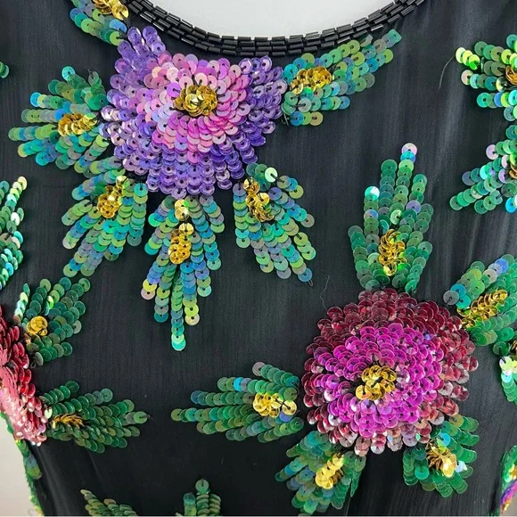 Laurence Kazar Vintage Tags Attached Sequined Floral Silk Blend Top - Picture 5 of 16